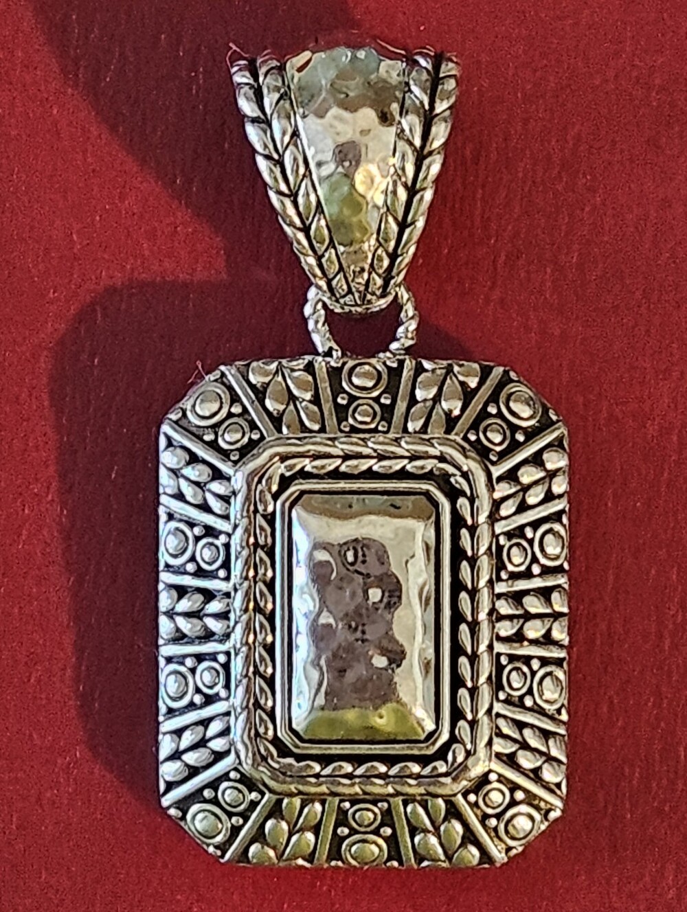 JAI John Hardy Signature Sterling Silver Rectangular Enhancer Pendant